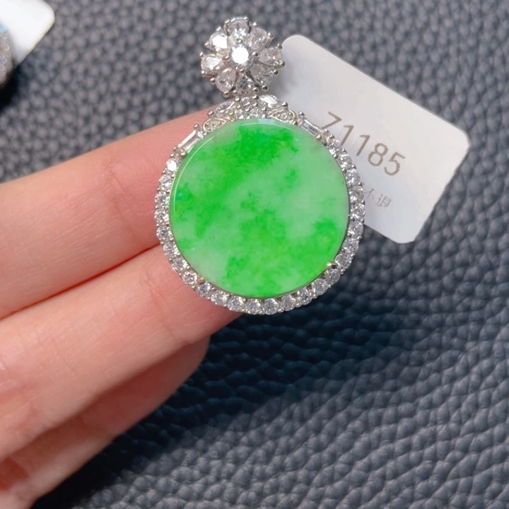 翡翠银S925镶嵌吊坠(不含链)