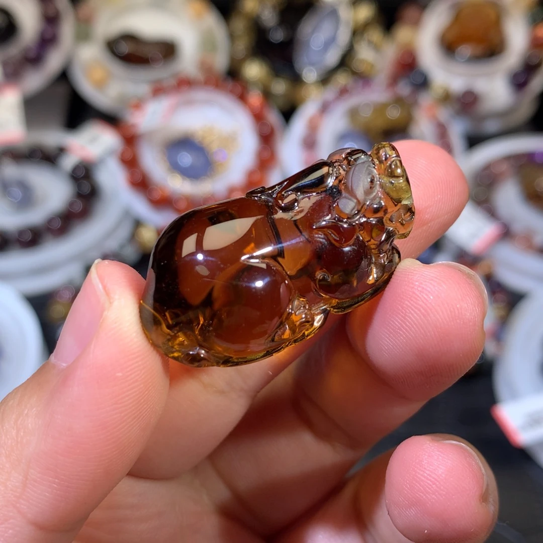 黄水晶貔貅吊坠未镶嵌水晶