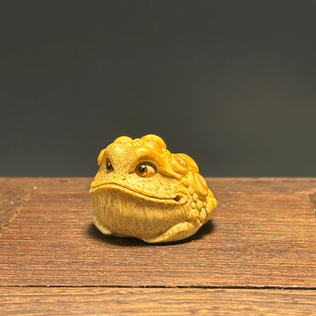 竹根雕 三足金蟾 手把件 挂件