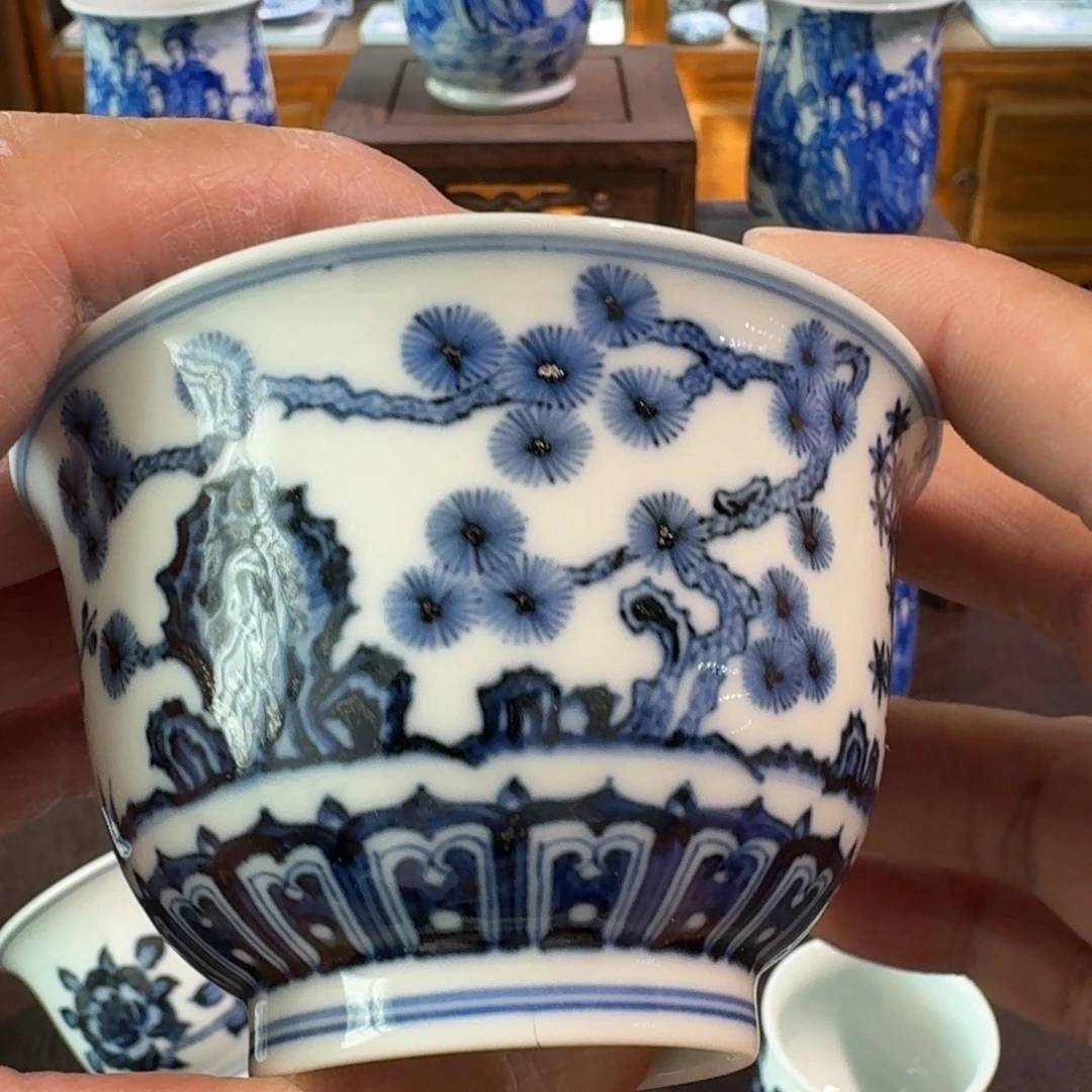 福利微瑕清花盖碗