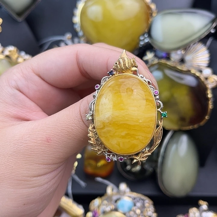 琥珀银S925镶嵌裸石