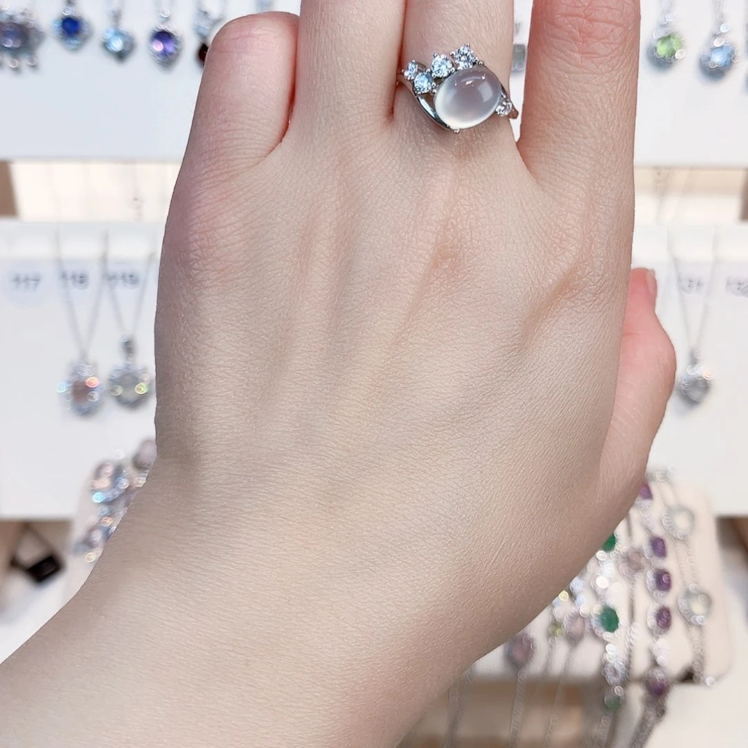 岫玉银S925镶嵌戒指