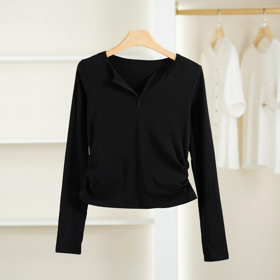 麦迪尚品【夕Y】50909445 春季简约时尚长袖T恤打底品牌女装