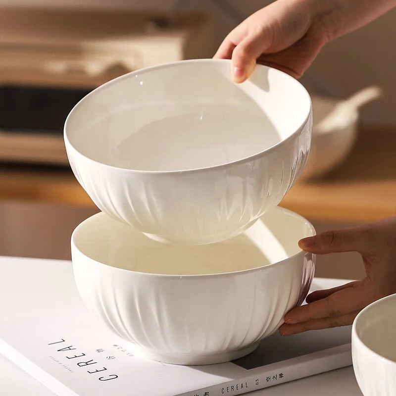 南瓜造型白色8寸汤碗家用2025高颜值大号汤面碗釉下彩陶瓷大碗