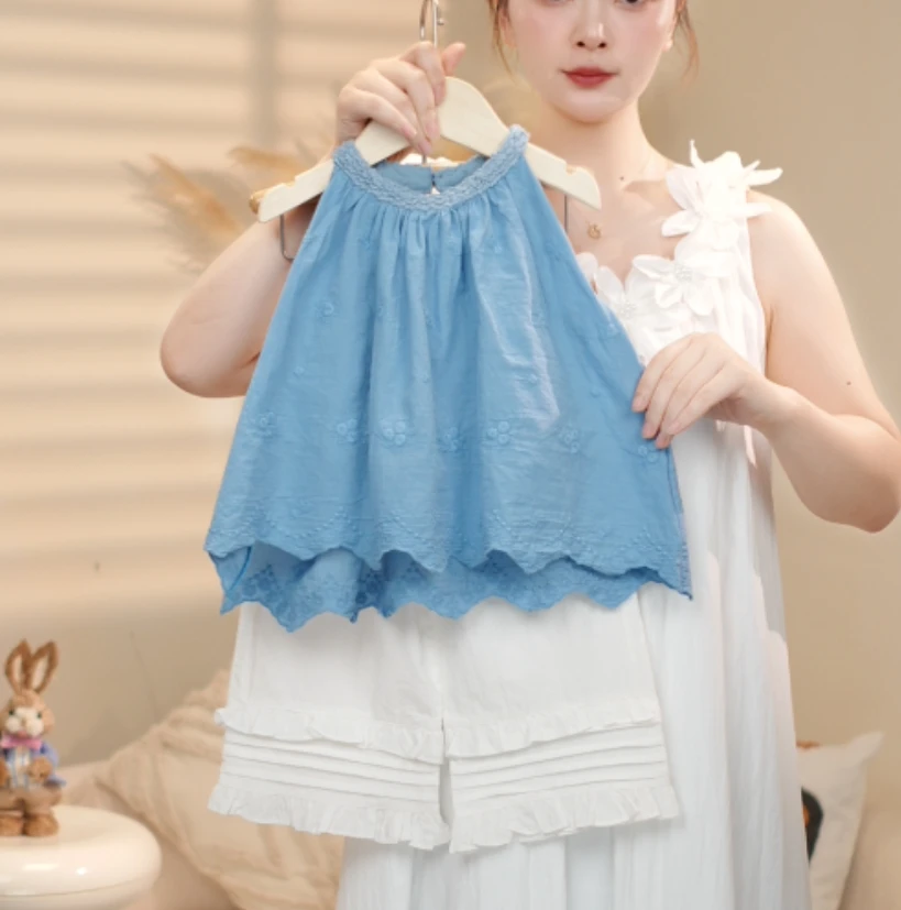 艾韩版童装2024新款夏季女童无袖薄款阔腿裤两件套666