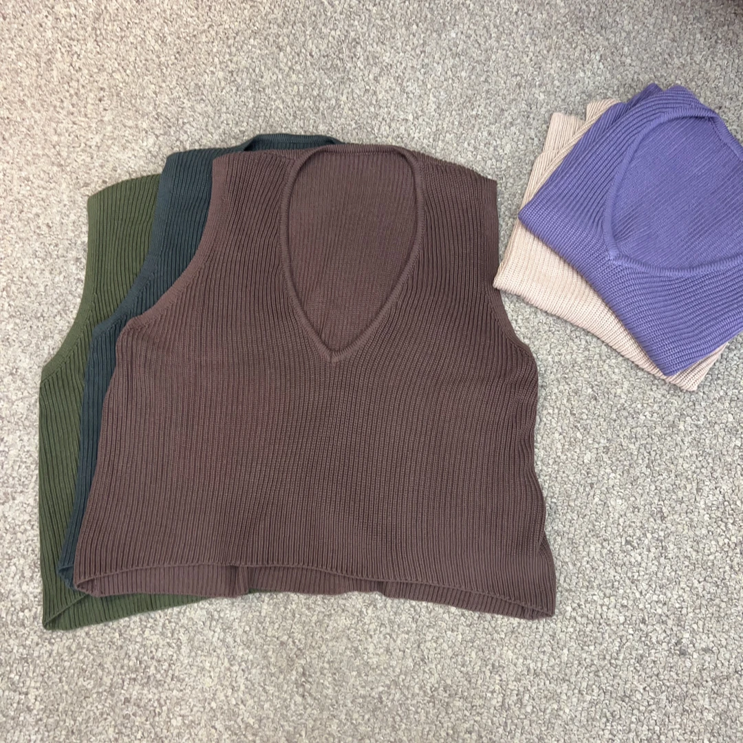 SZ&时尚休闲百搭V领纯色针织马甲SZ013#韩版无袖套头马甲