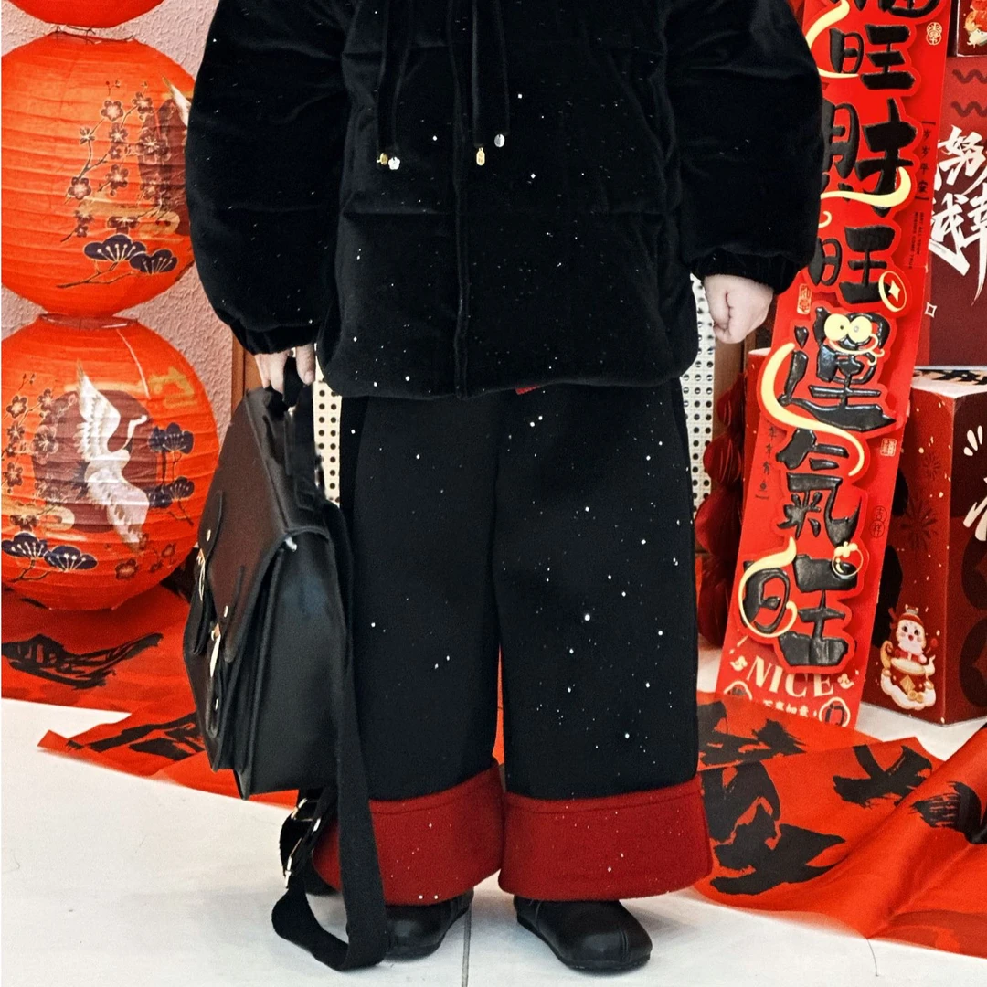 【年货终极场- 红边】kb3586|秋冬季儿童拼色阔腿裤！过年了！过年了！