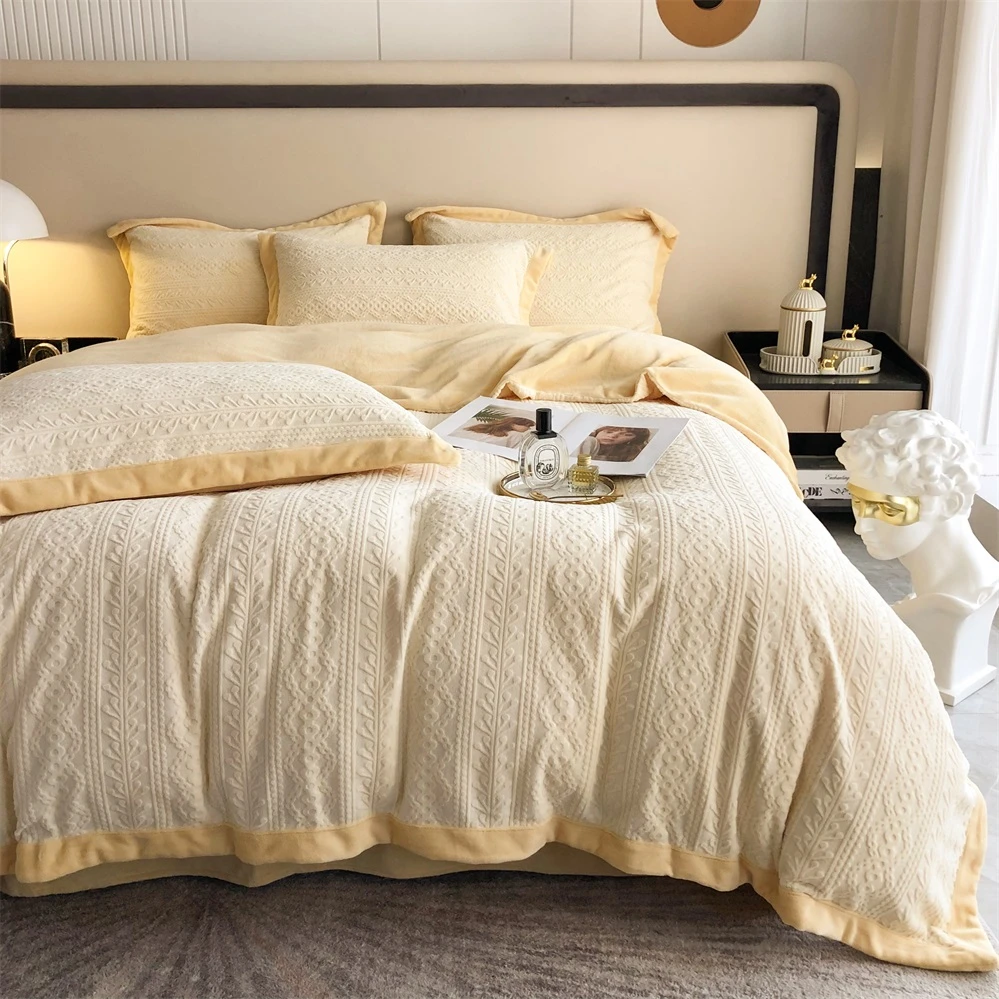 大莉莉【经典款-丽莎】高端加厚牛奶绒雕花四件套冬季保暖绒套件