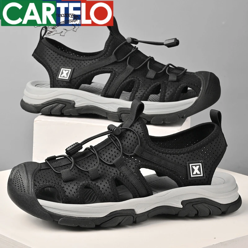 卡帝乐鳄鱼凉鞋男2025夏季新款包头沙滩鞋透气百搭男鞋大码45 46