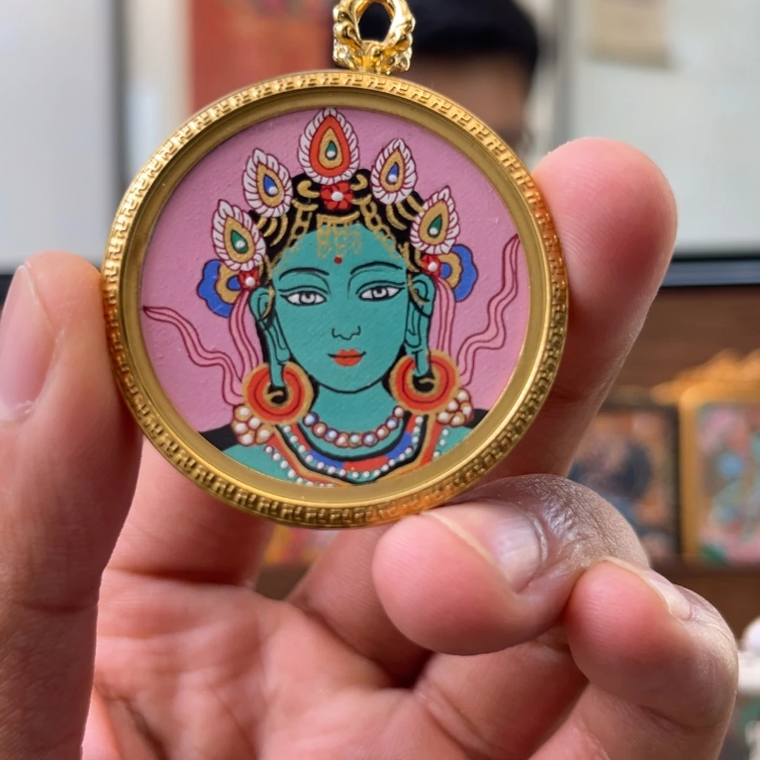 吊坠纯手绘绿度母