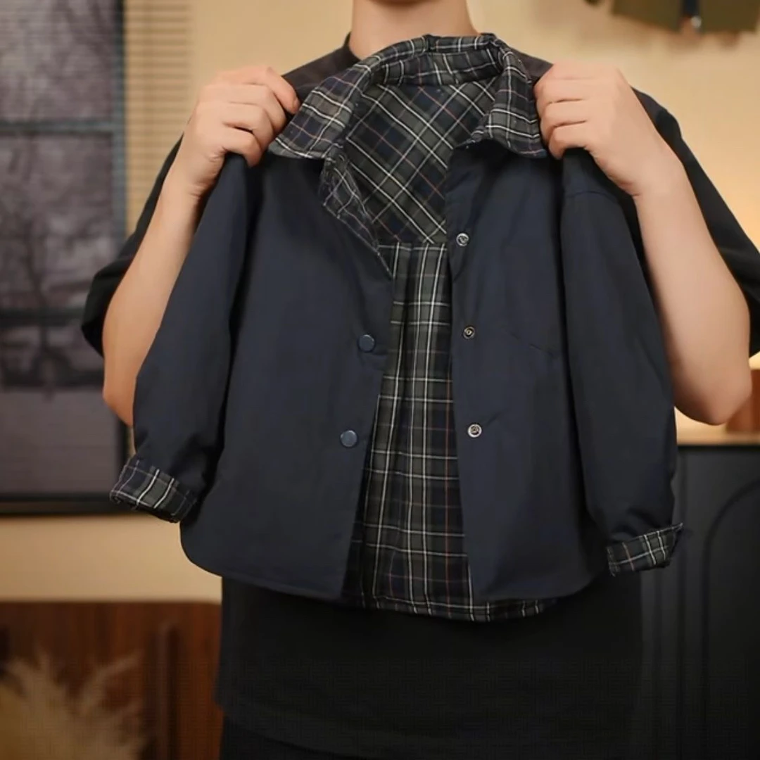 儿童棉服双面穿棉服亲子款姐弟款男女童2025冬季格子衬衫潮酷棉衣