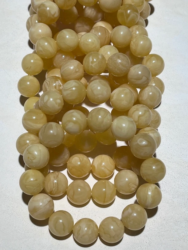 满蜜满蜡瓷白花蜜蜡圆珠手串16mm+多样性发一条