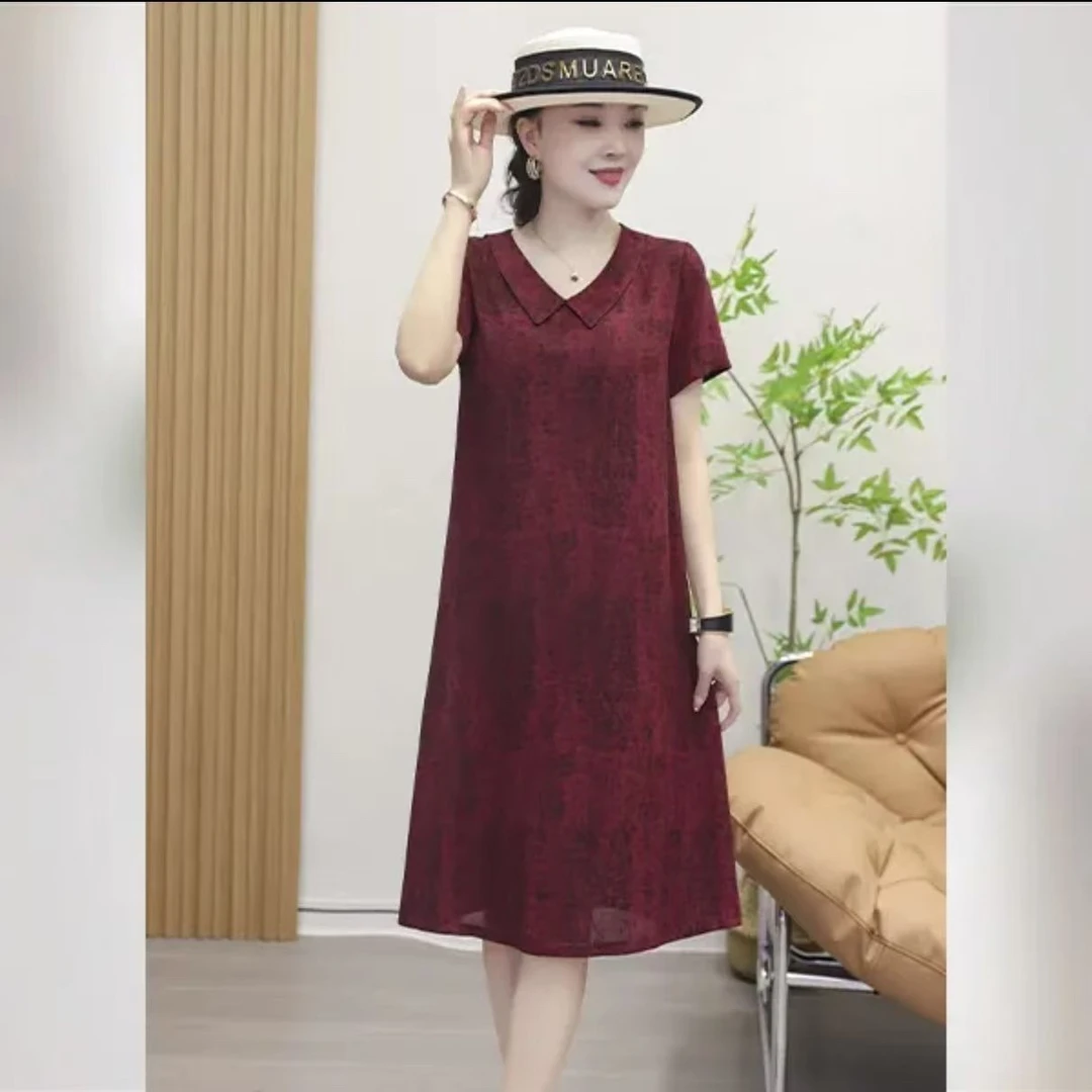1809 直筒娃娃领新款高品质气质遮肚子连衣裙