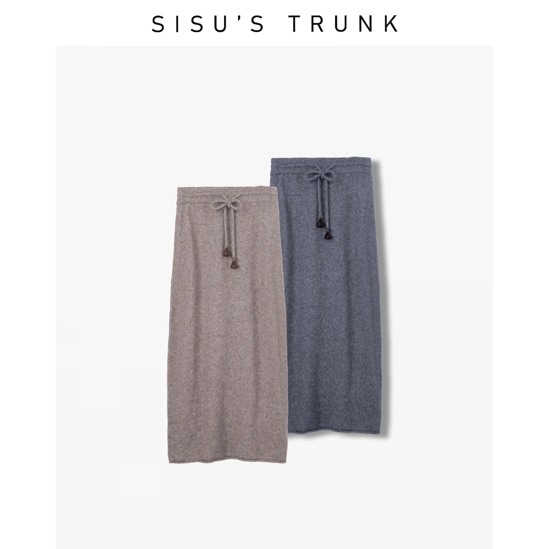 SISU【自在行】【绵羊毛+牛绒羊毛】 轻奢设计师老钱风气质女士半身裙