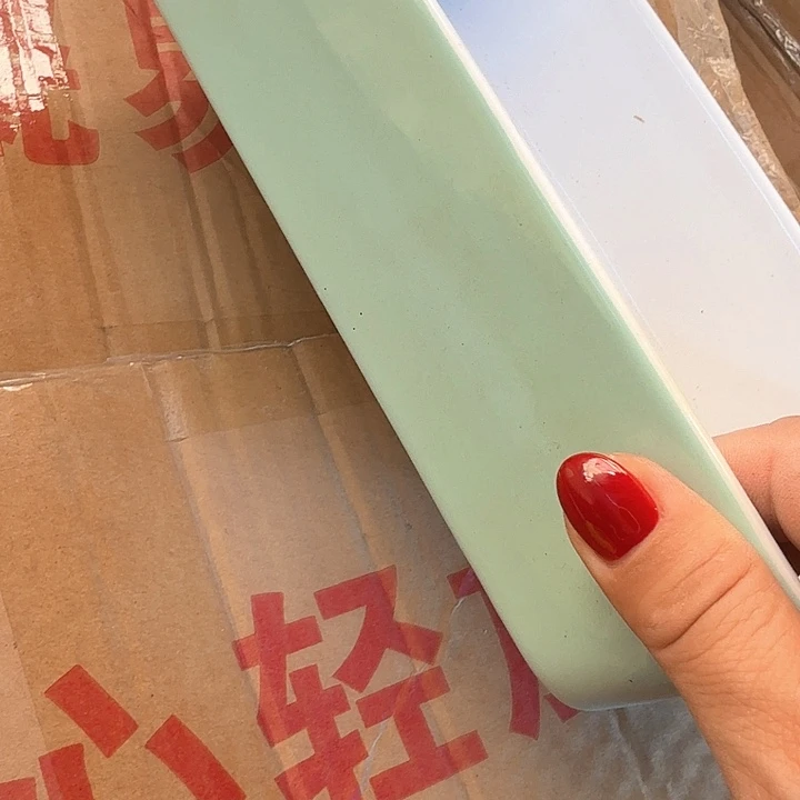 高温陶瓷薄荷绿小长方烤盘微瑕