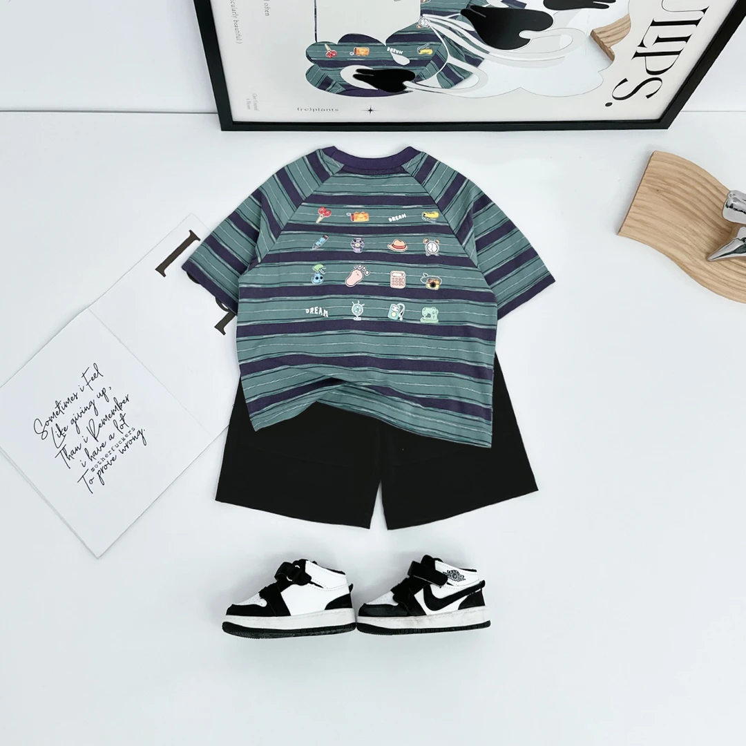儿童套装夏季2025新款男童短袖两件套时尚潮 YCY5011悠悠童话童装