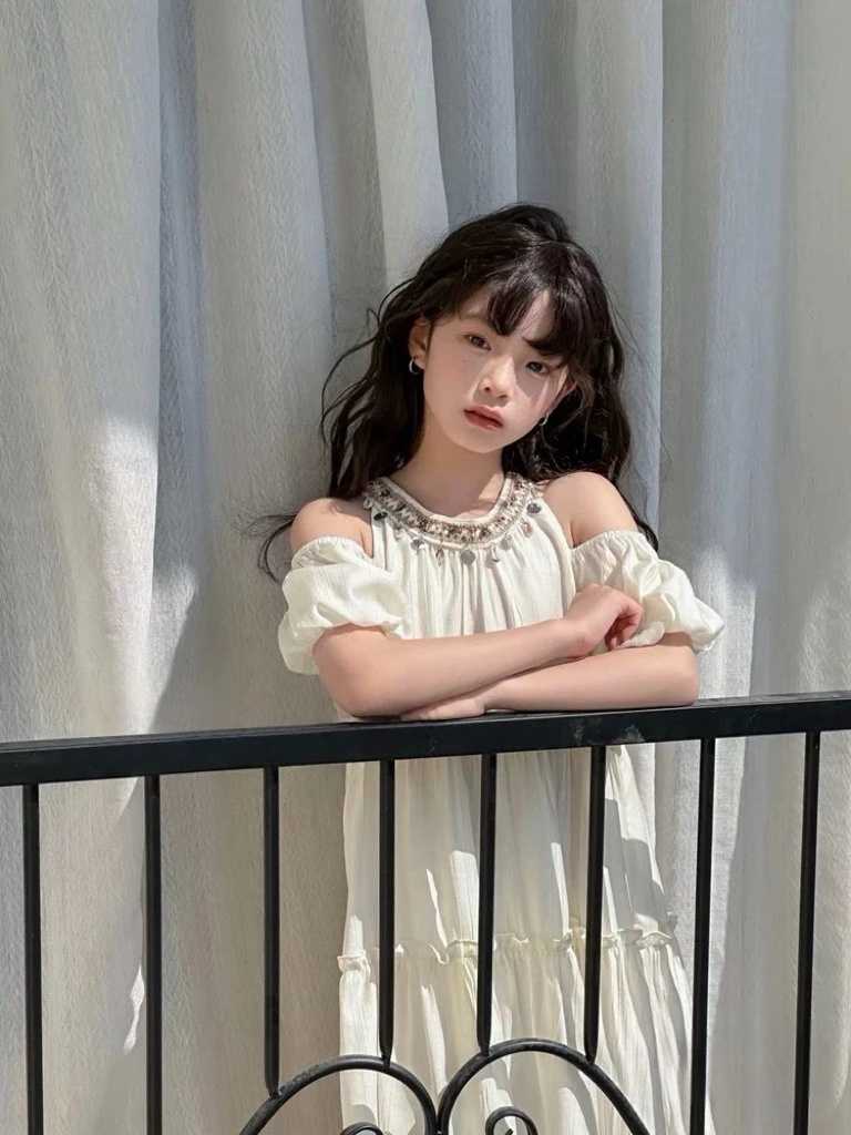 903-沫弛尔半身裙连衣裙泡泡袖韩版沙名族风女大童