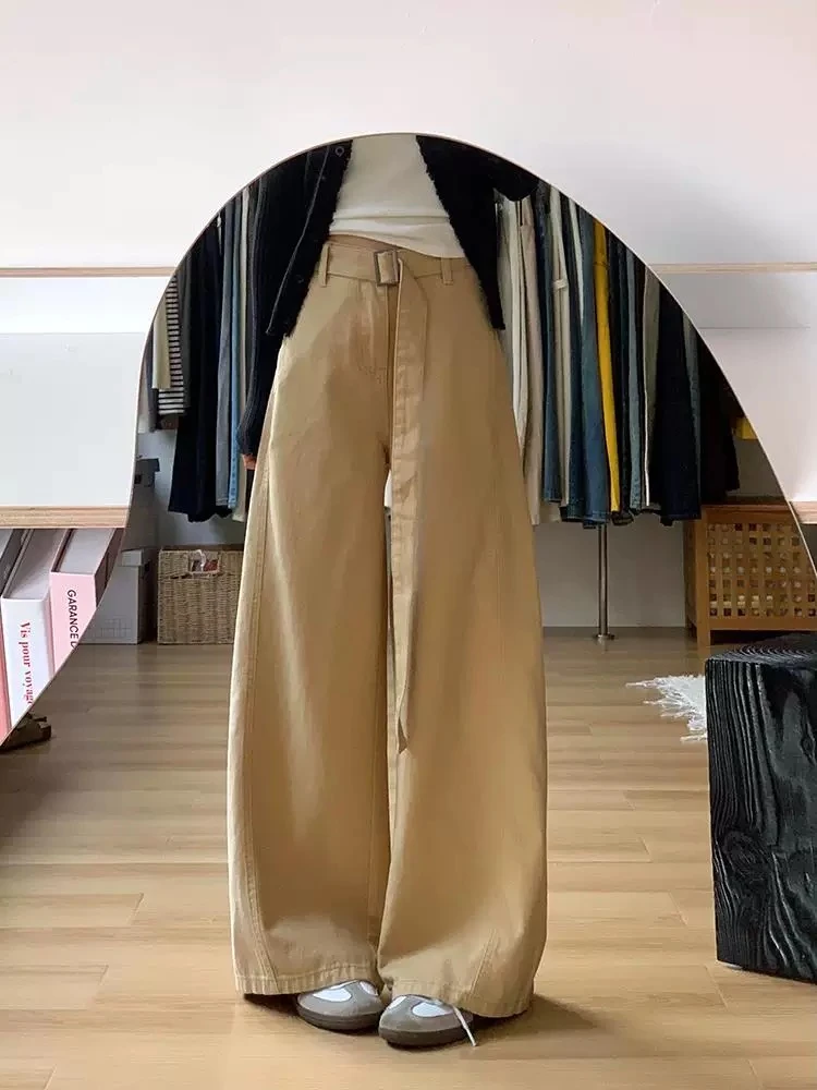 路一.韩国 Call my name 奶茶  腰带休闲裤a25033301