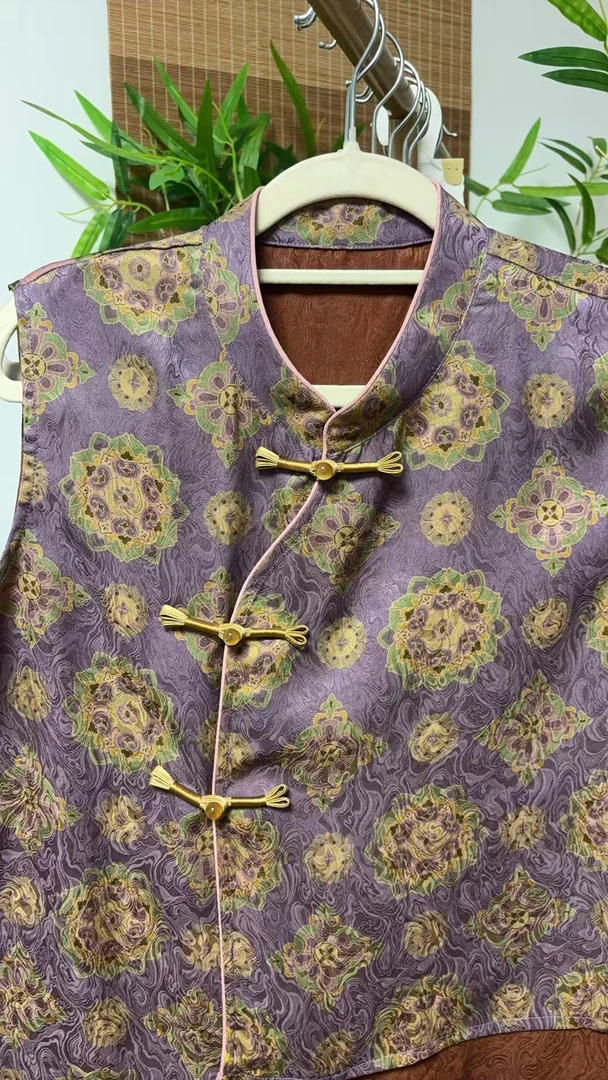 （粉紫宝相）前短后长小上衣 100桑蚕丝香云纱直播间专拍