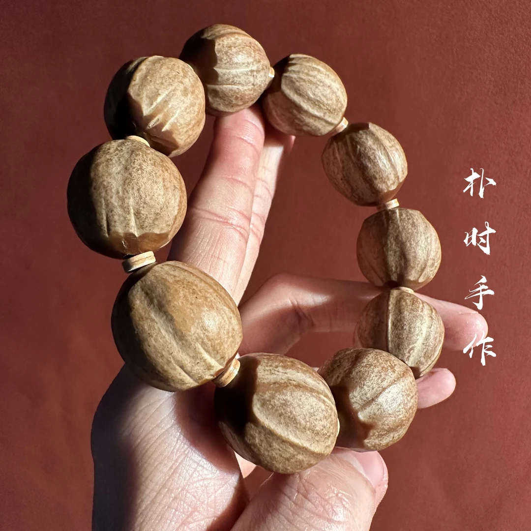 橄榄核红肉灯笼珠 素串文玩手串矮桩