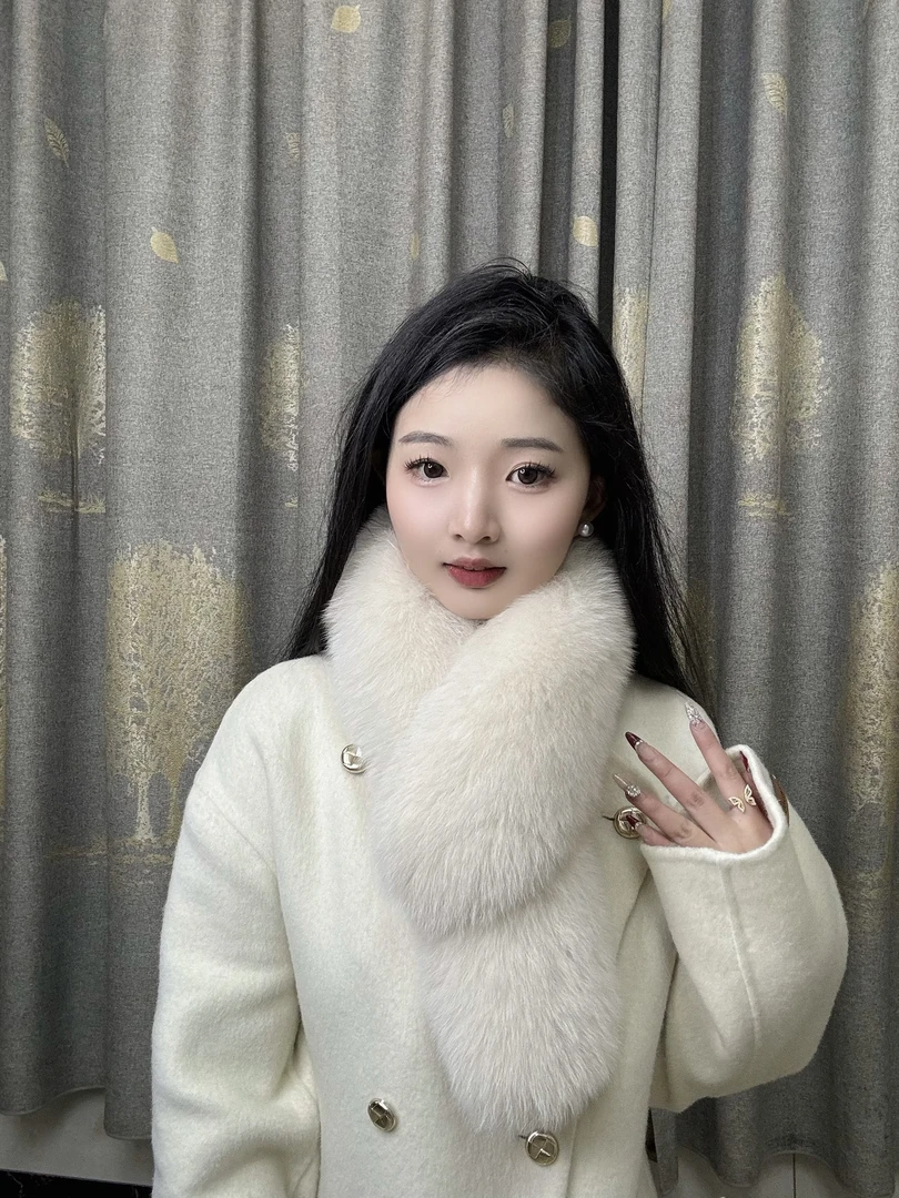 进口狐狸毛冬季围巾围脖双面真毛加厚保暖百搭休闲时尚毛领围巾