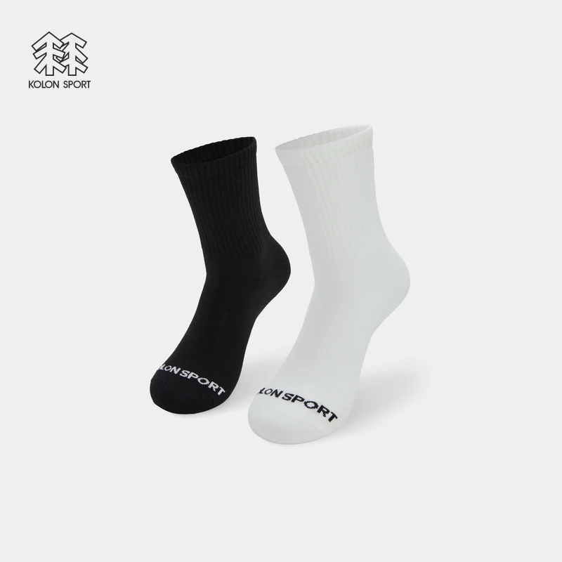 KOLON SPORT可隆男女通勤一体织竹纤维中筒袜户外运动袜2双