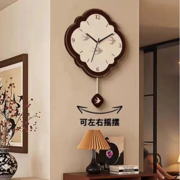 摇摆钟表卡通静音时钟客厅儿童房挂钟家用装饰挂墙钟表装饰画