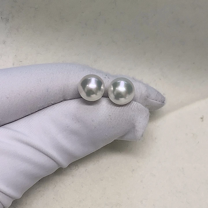 耳钉8-8.518K金镶嵌海水珍珠