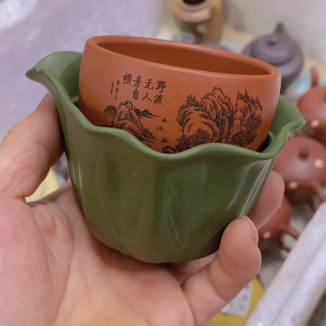 茶杯绿泥紫砂紫砂