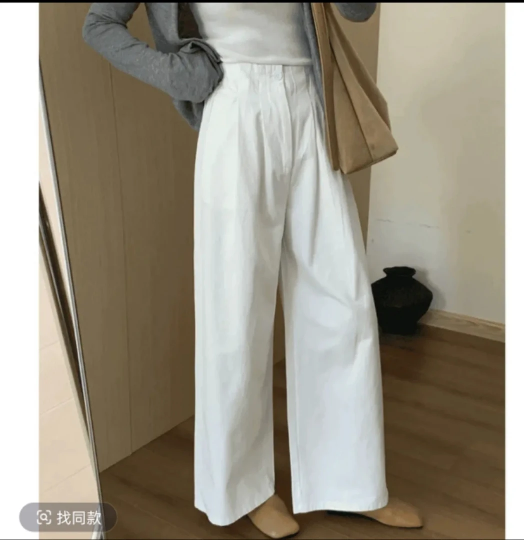 【新款推荐】纯棉酵洗加柔2025夏季新款韩版宽松阔腿裤百搭直筒显瘦