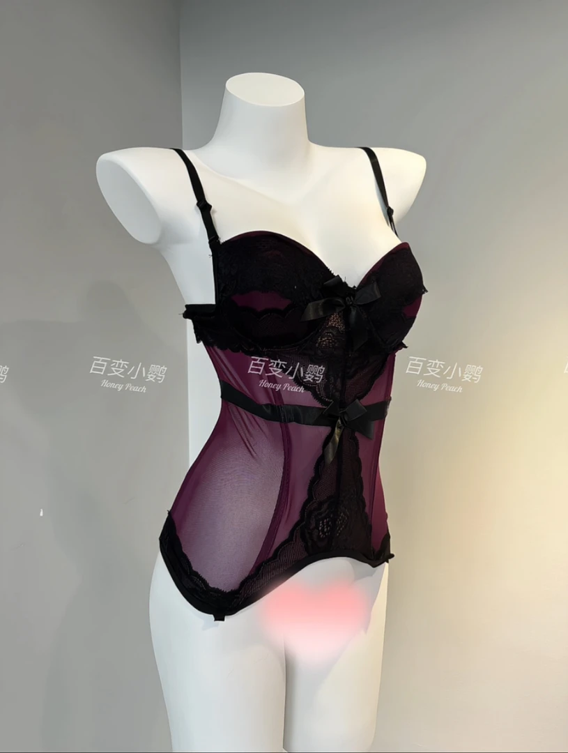 【百变小鹦】紫色性感禁欲系约会战袍小胸聚拢韵味睡衣蕾丝镂空