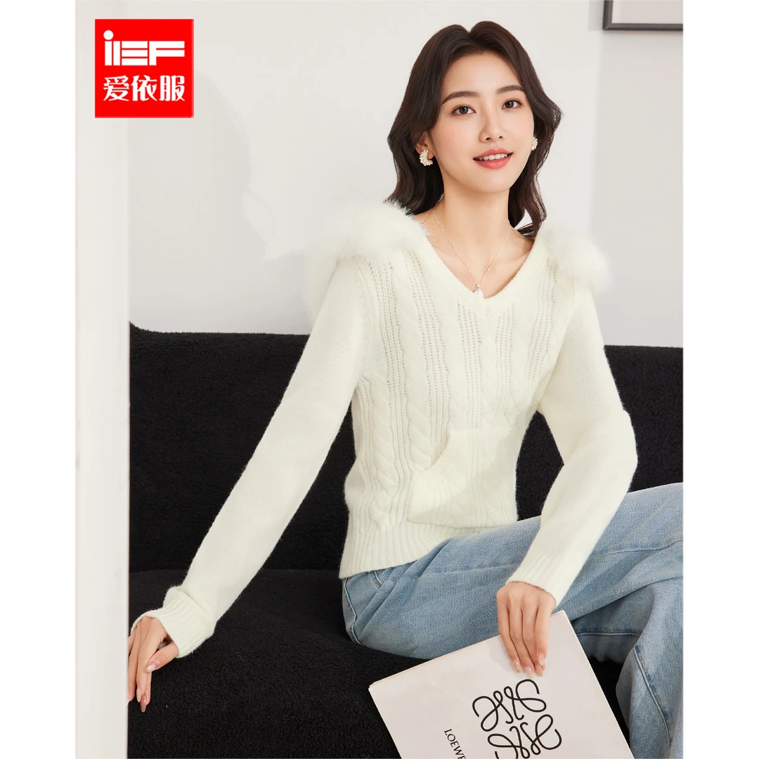 IEF/爱依服2025新款秋季韩版休闲纯欲少女风时尚减龄毛织卫衣