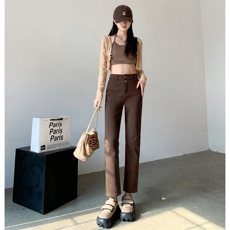 2331米莱jiaer/高腰弹力牛仔裤女2025秋季新款修身显瘦小个子烟管