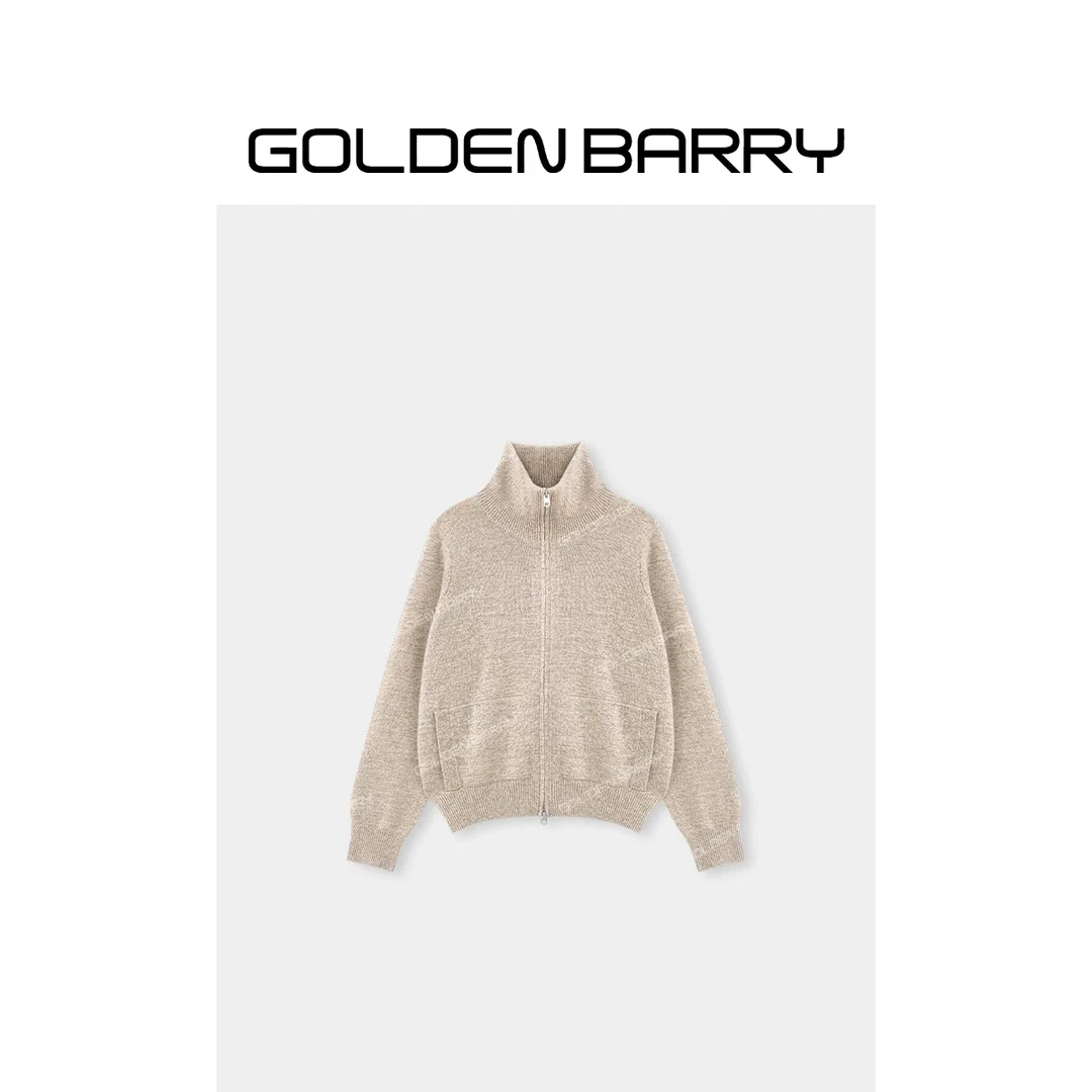 GOLDENBARRY|243144“软绒衫外套短款”羊绒立领拉链开衫