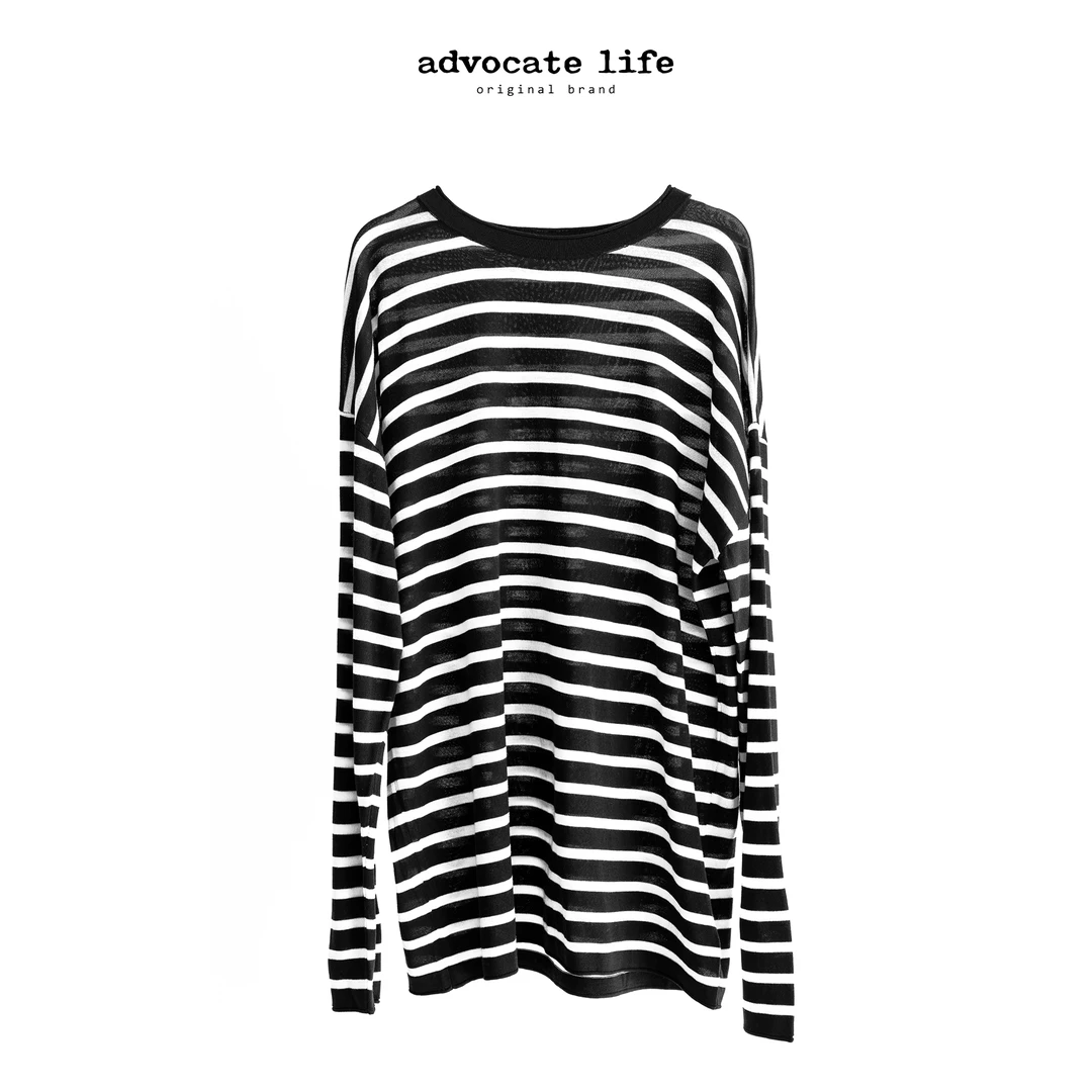 生活主张Advocatelife夏季女款气质条纹衫上衣薄款圆领JQ331301