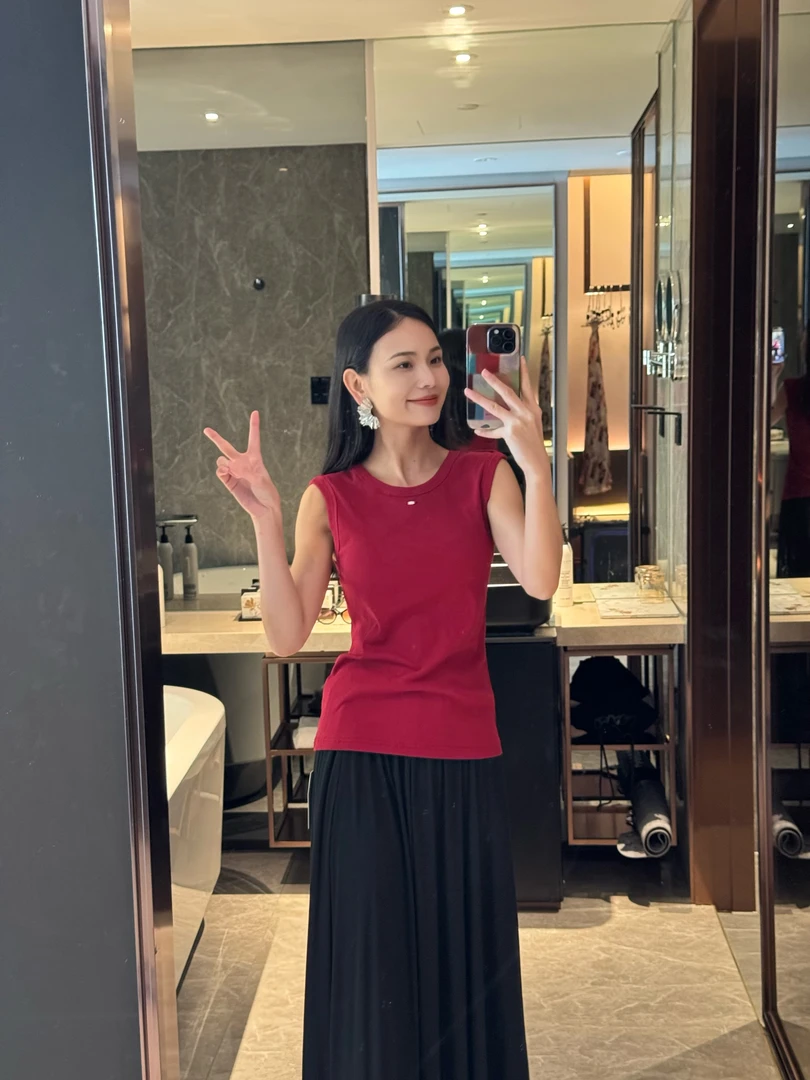 黄资资【热带雨林】设计感背心T恤608