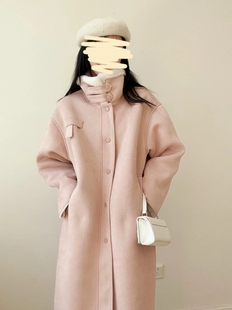 580 韩系加厚加绒百搭宽松大码毛毛一体厚外套（J40）