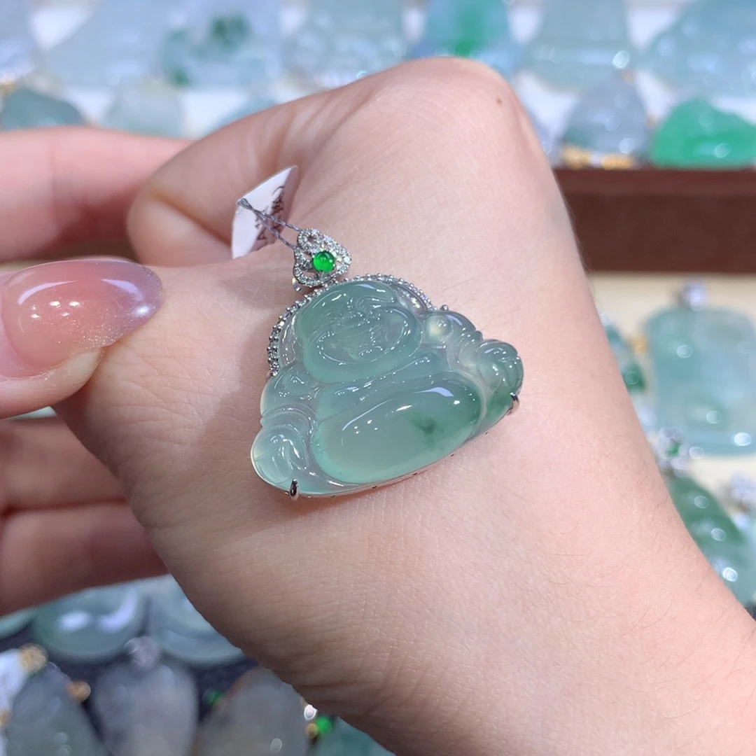 吊坠(不含链)18K金镶嵌翡翠佛公