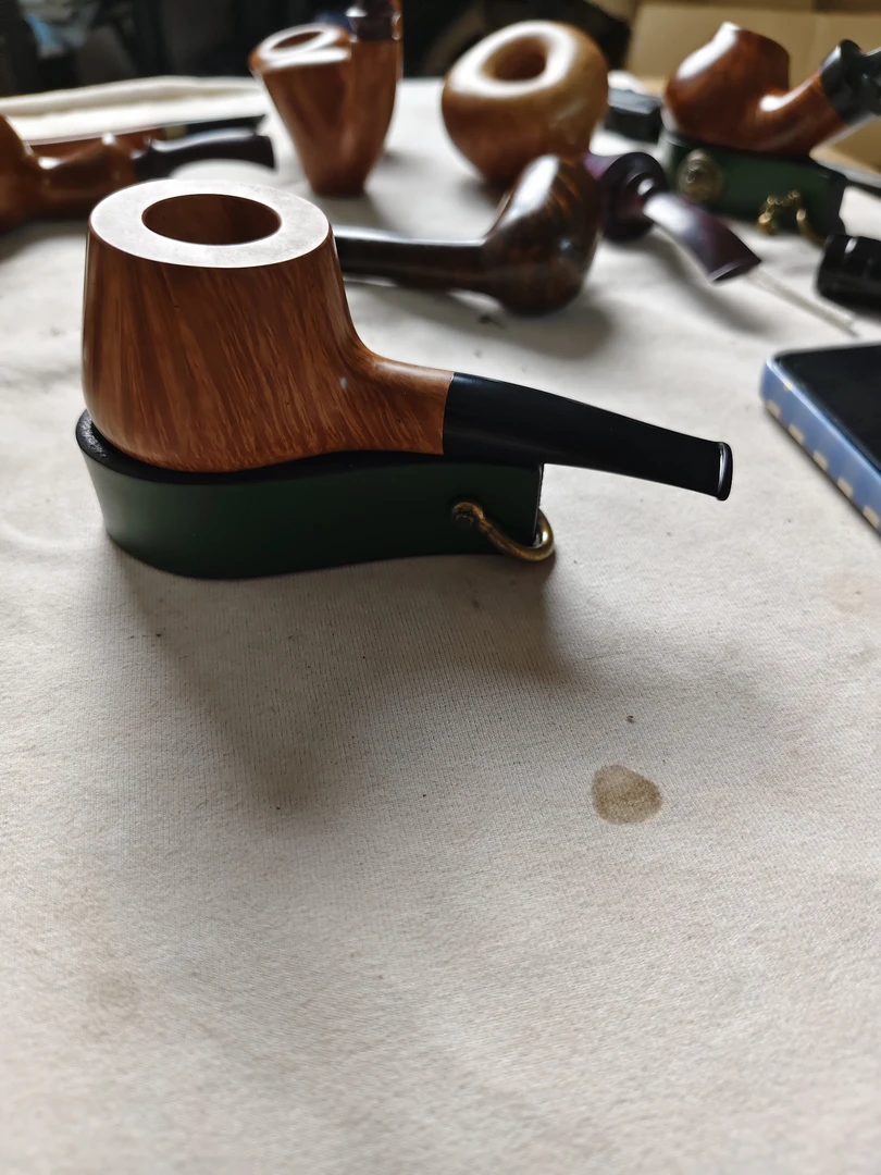 长扁杆切线镶黄杨木河豚烟斗内径19*36长156mm