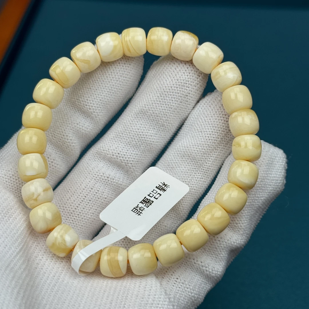 M4035天然原矿蜜蜡 白花蜜老型手串 8*7mm 200克价