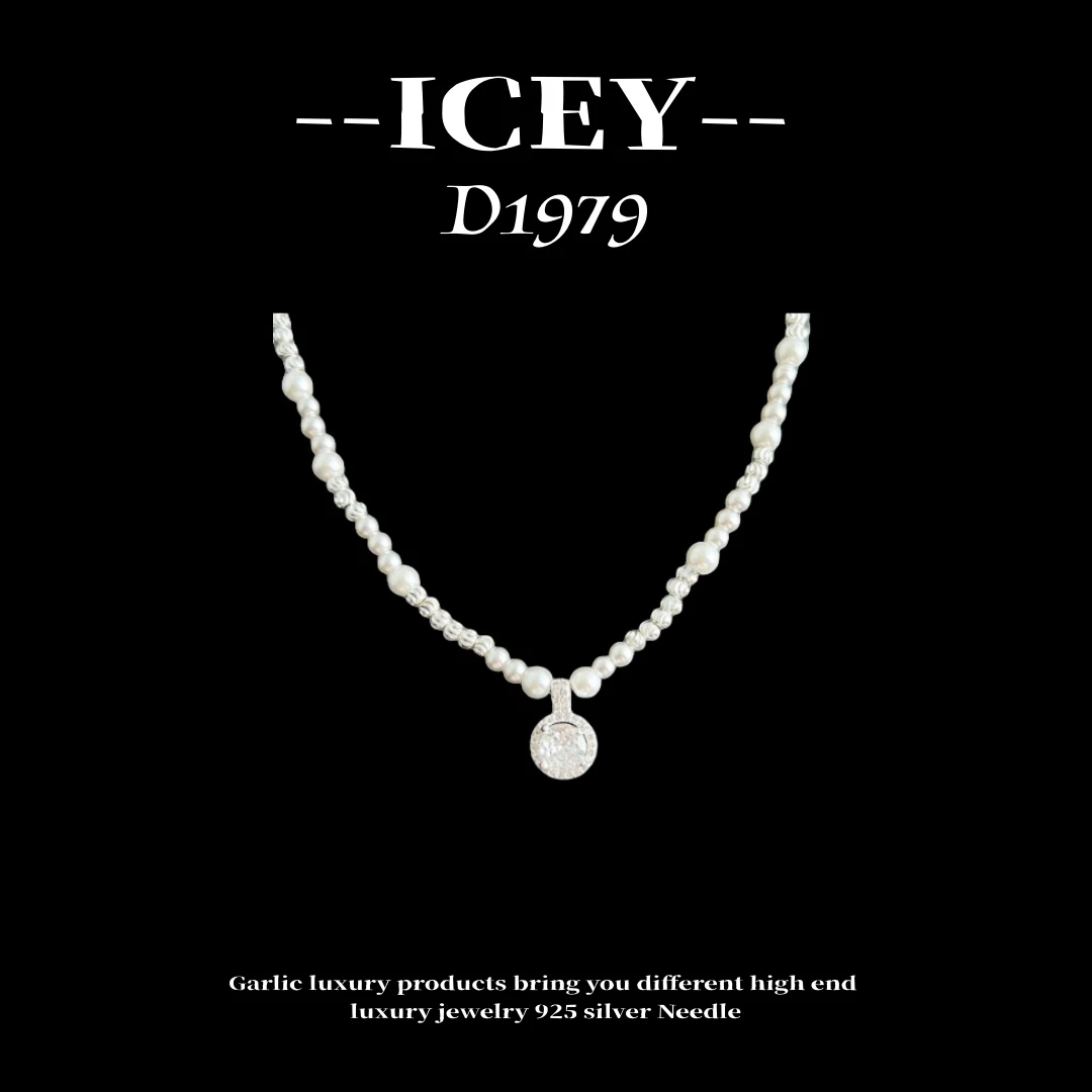 合金项链  镀K金 ICEY设计小香风时尚首饰精致毛衣链项链--D1979