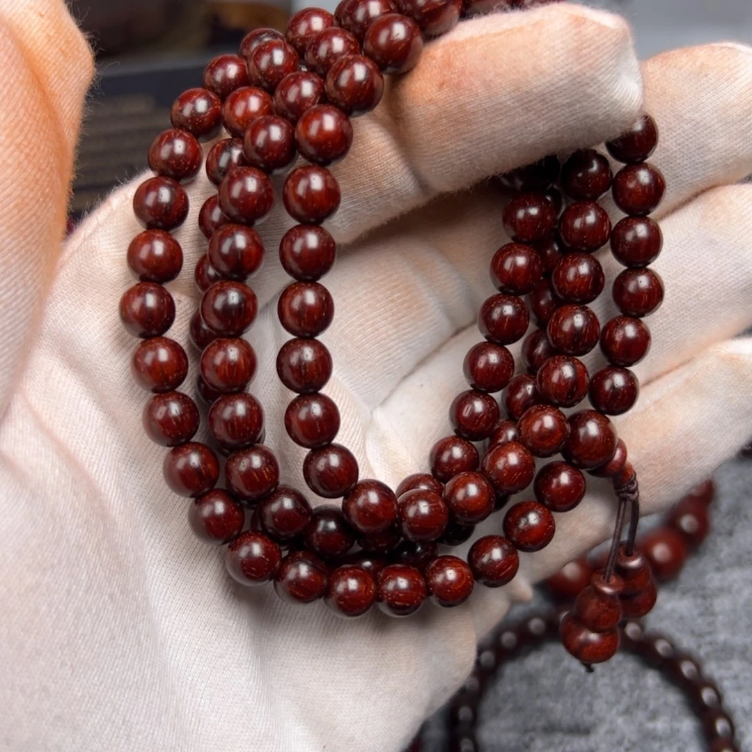 小叶紫檀手串/手链0.7*108 树头火焰纹老料 高油密鳞底