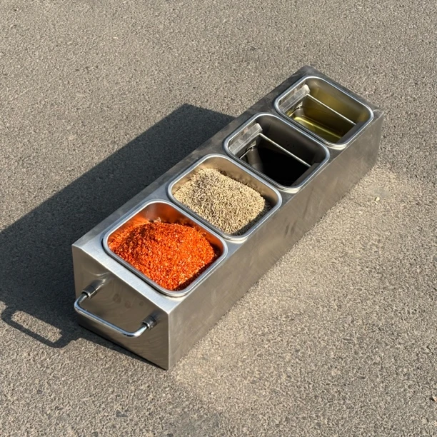 不锈钢调味盒商用家用烧烤撒料盒调料缸奶茶火锅调料台厨房收纳盒