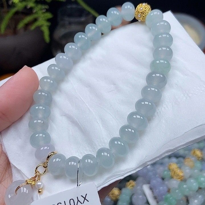 翡翠挂件未镶嵌月*圆珠链