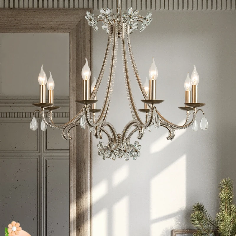 法式吊灯客厅灯餐厅灯乡村复式楼轻奢法式灯具复古蜡烛卧室水晶灯
