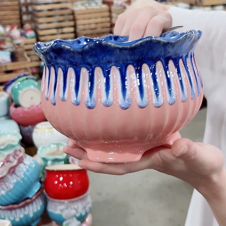 有孔.凑单10元陶瓷花盆发货！