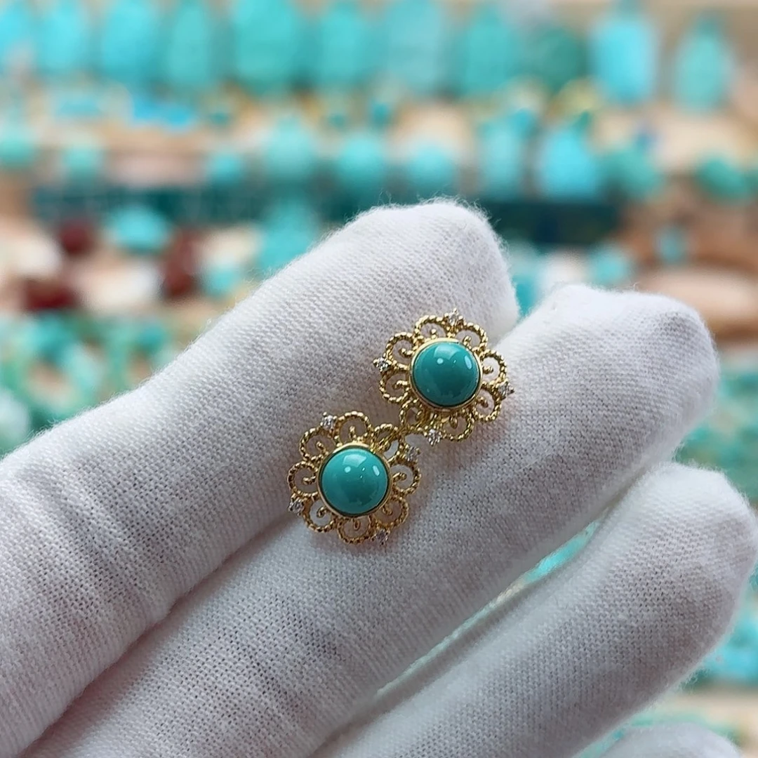 绿松石18K金镶嵌珠宝奇石