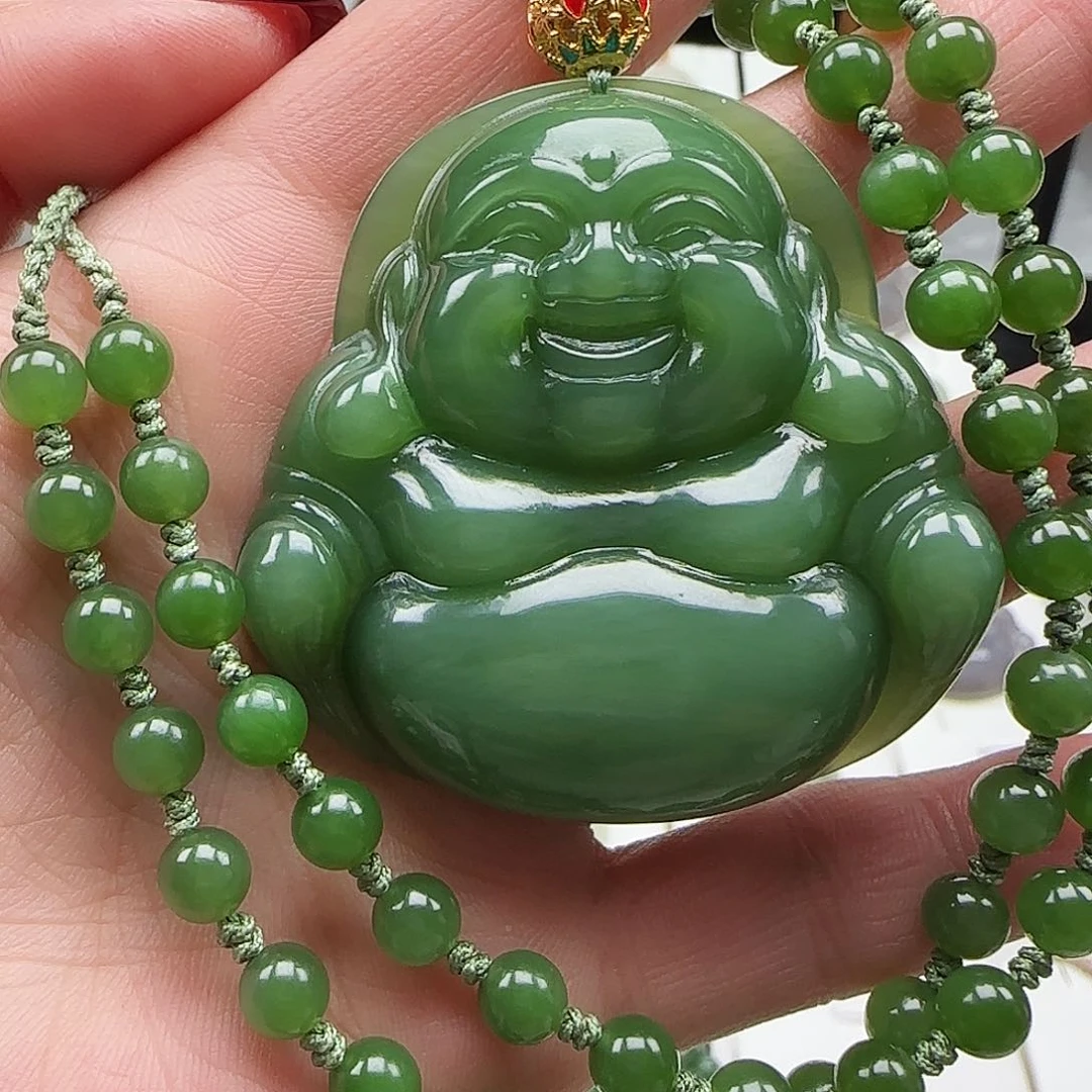 和田玉颈饰足金镶嵌