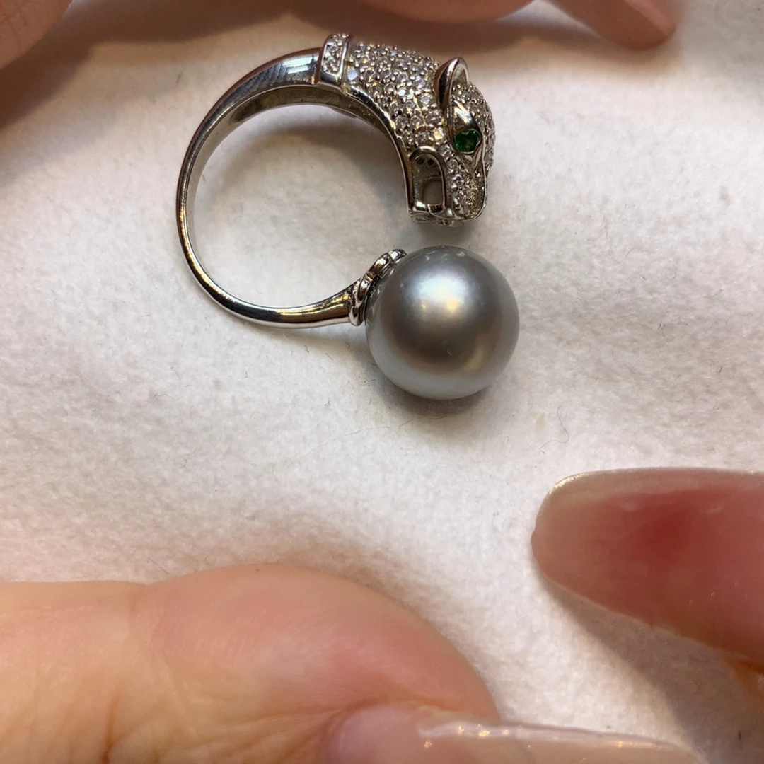 银S925镶嵌戒指海水珍珠