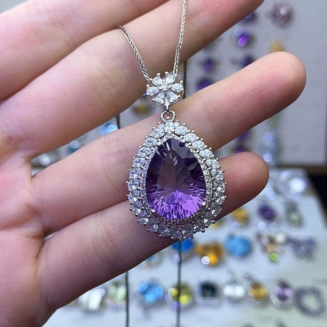 吊坠(不含链)银S925镶嵌紫晶（一物一证）